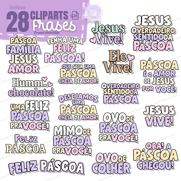 Kit Digital Páscoa Lilás em Png 5