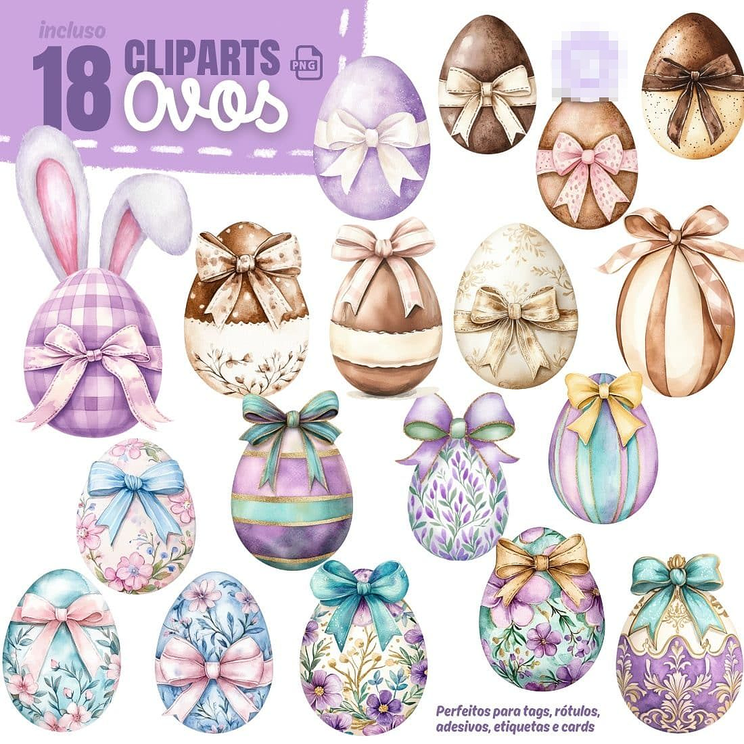 Kit Digital Páscoa Lilás em Png 6
