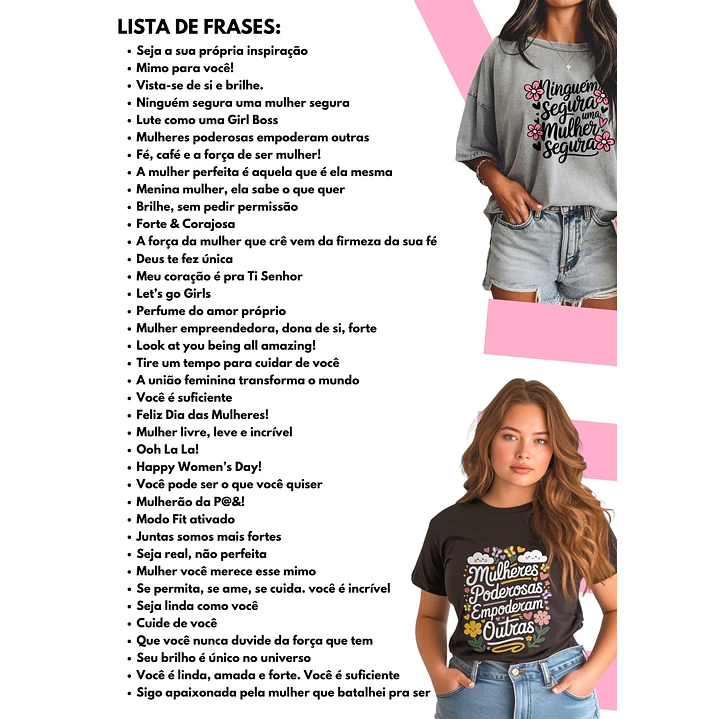 Kit Digital Frases Dia das Mulheres Motivaciaonal em Png  2