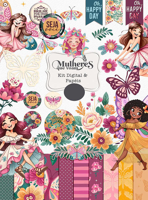 Kit Digital Mulheres que Voam em Png