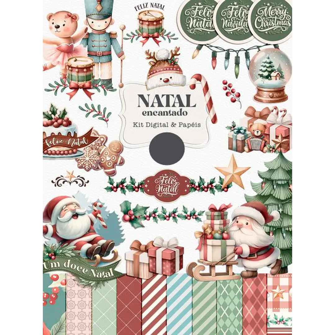 Kit Digital Natal encantado Papai Noel em Png 1