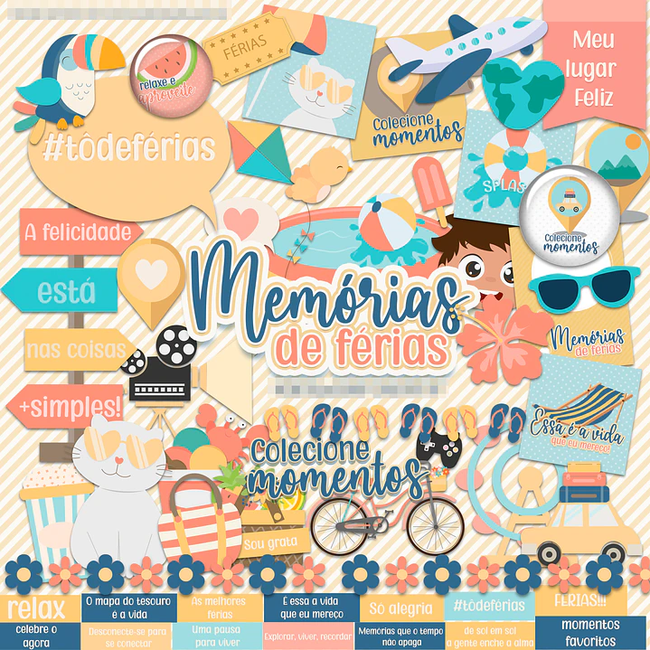 Kit Digital Memórias de Férias em Png  1