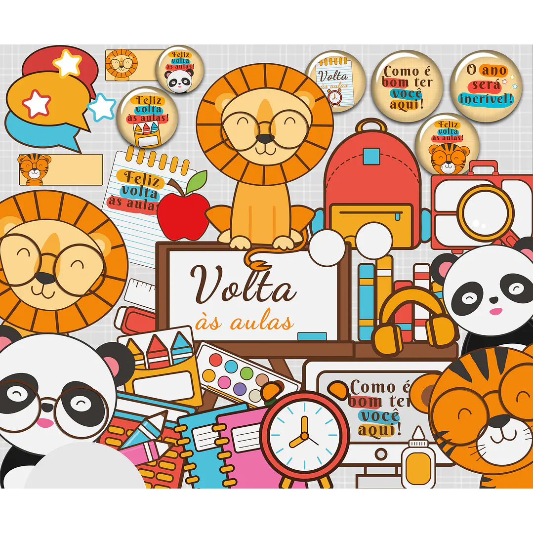 Kit Digital Volta as Aulas Bichos em Png  1