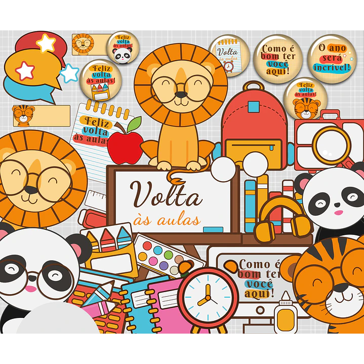 Kit Digital Volta as Aulas Bichos em Png  1