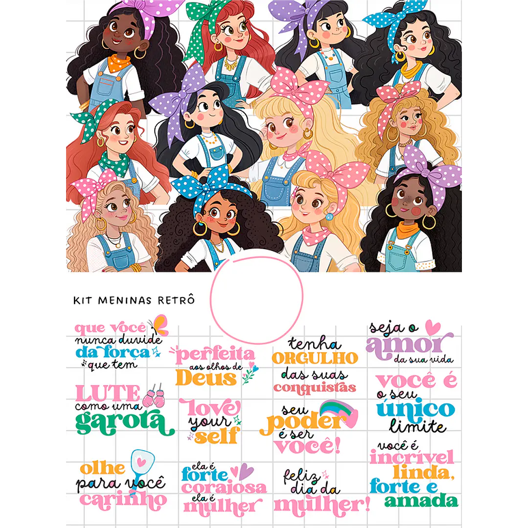 Kit Digital Meninas Retro em Png 1