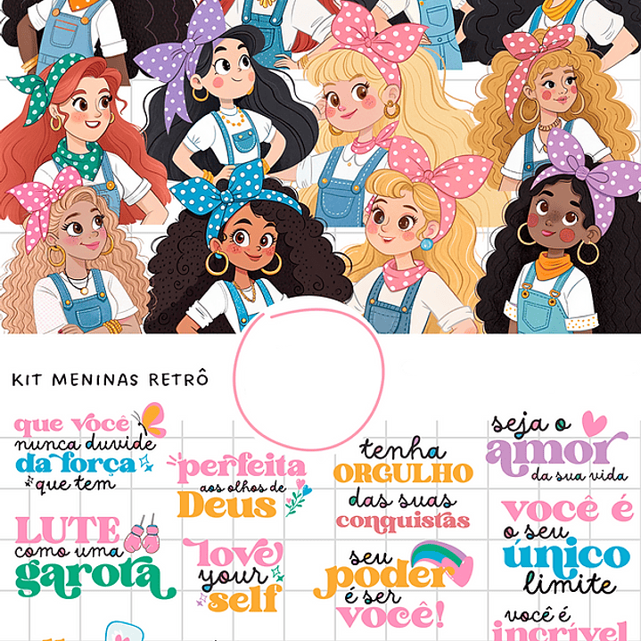 Kit Digital Meninas Retro em Png 1