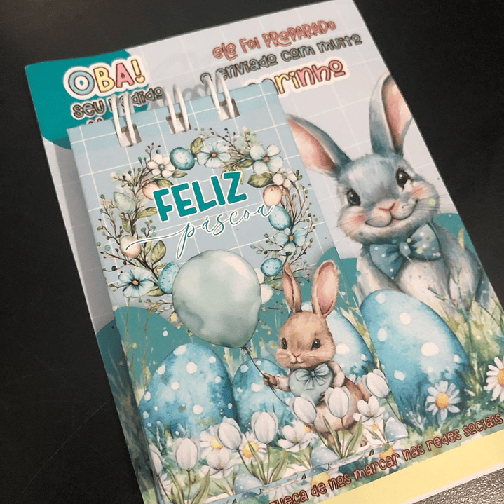 Kit Digital Cartão e Arte Capa Mini Bloco Páscoa em Pdf 4