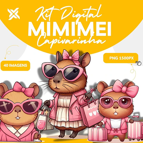 Kit Digital Capivara Me Mimei em Png