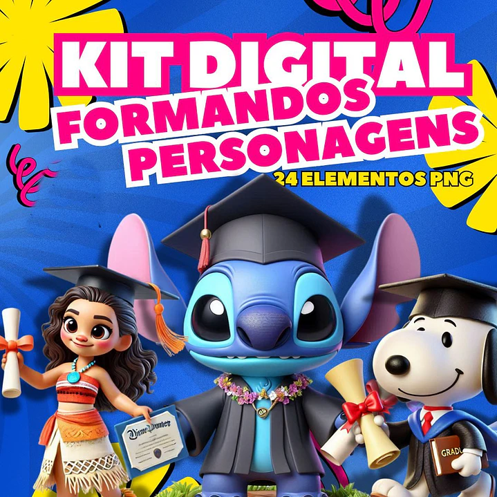 Kit Digital Personagens Formandos em Png  1