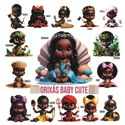 Kit Digital Orixás Baby Cute em Png 