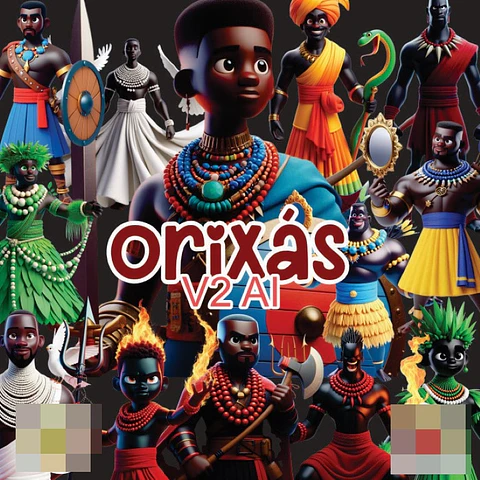 Kit Digital Orixás 3d em Png