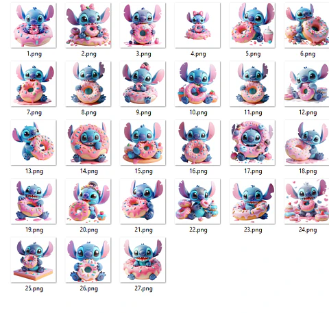 Kit Digital Stitch Dunuts em Png
