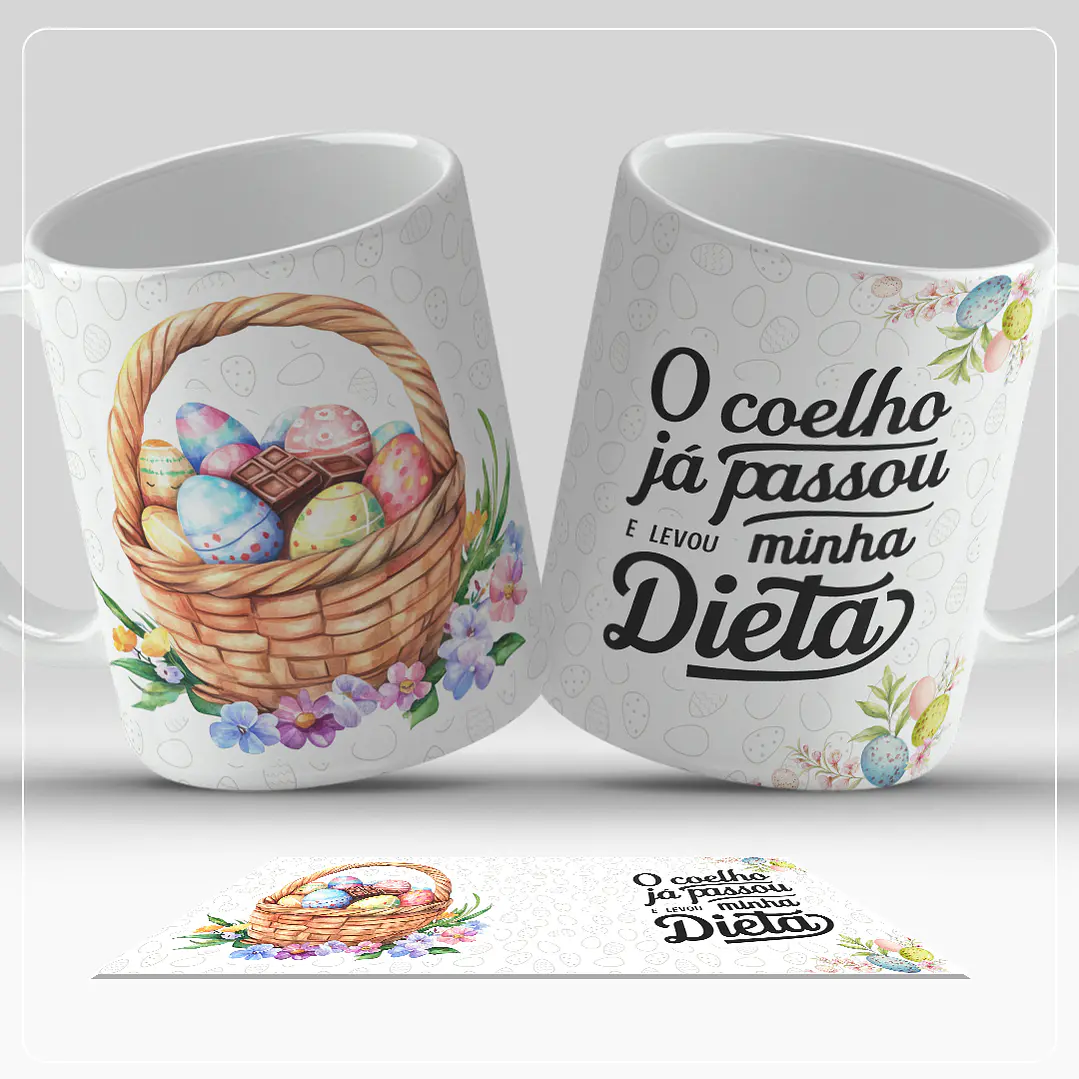 12 Artes para Caneca Páscoa Coelhinhos Arquivo em Jpg 5