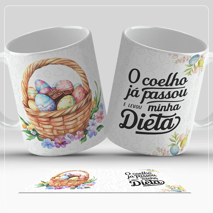 12 Artes para Caneca Páscoa Coelhinhos Arquivo em Jpg 5