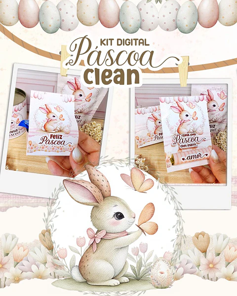 Arquivo de Corte Mimos Páscoa Clean Coelhinhos em Pdf 