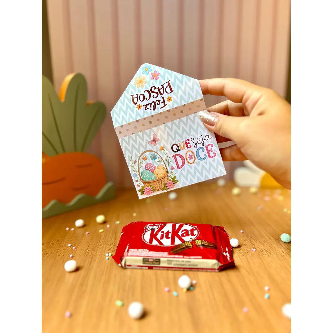 Envelope Kit Kat Páscoa Coelhinhos  – Arquivo de Corte em PNG e PDF para Baixar 1
