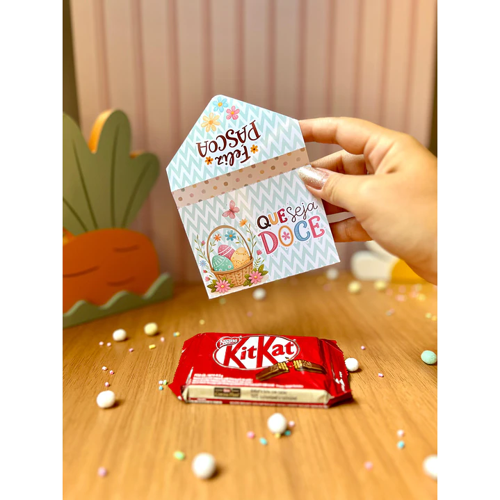 Envelope Kit Kat Páscoa Coelhinhos  – Arquivo de Corte em PNG e PDF para Baixar 1