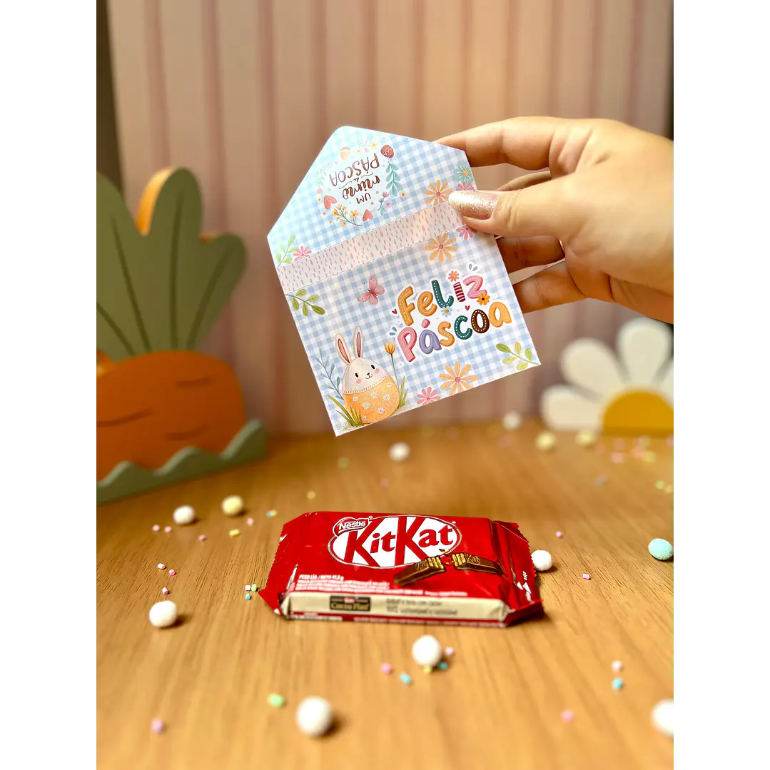 Envelope Kit Kat Páscoa Coelhinhos  – Arquivo de Corte em PNG e PDF para Baixar 2