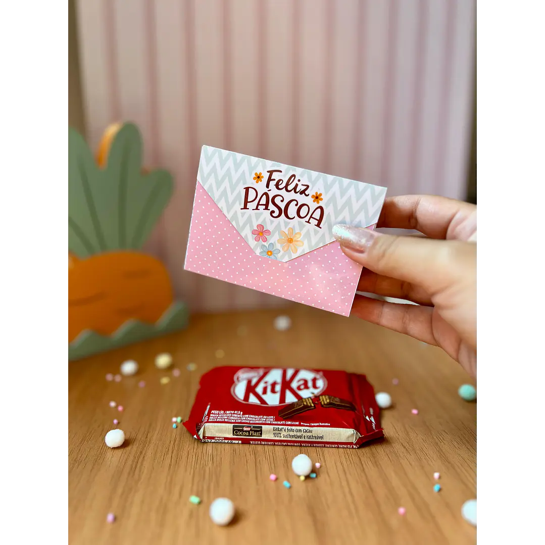 Envelope Kit Kat Páscoa Coelhinhos  – Arquivo de Corte em PNG e PDF para Baixar 3