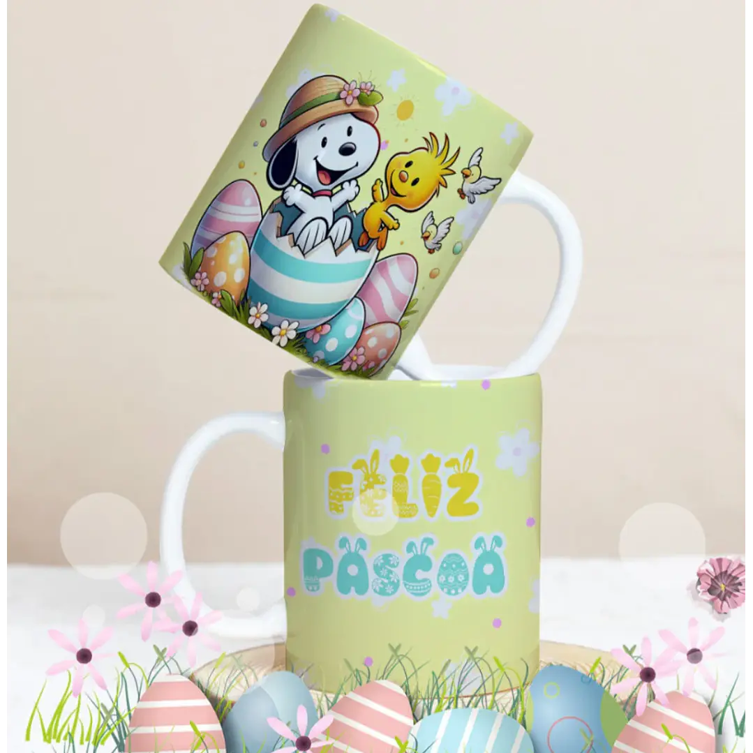 27 Artes para Caneca Páscoa Personagens Arquivo Editável 2