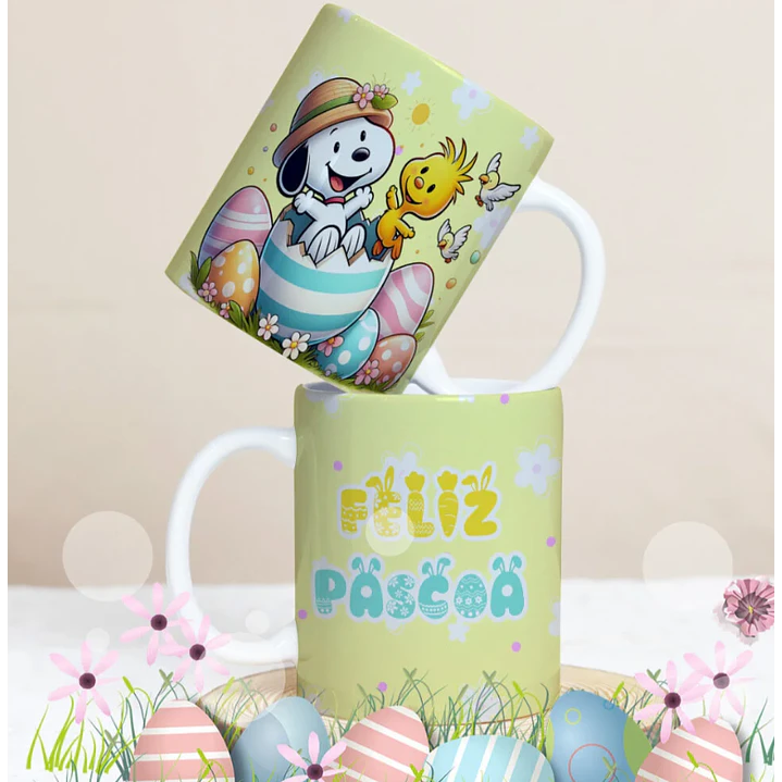 27 Artes para Caneca Páscoa Personagens Arquivo Editável 2