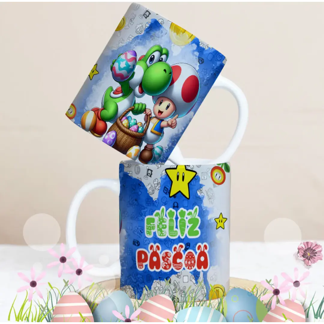 27 Artes para Caneca Páscoa Personagens Arquivo Editável 7
