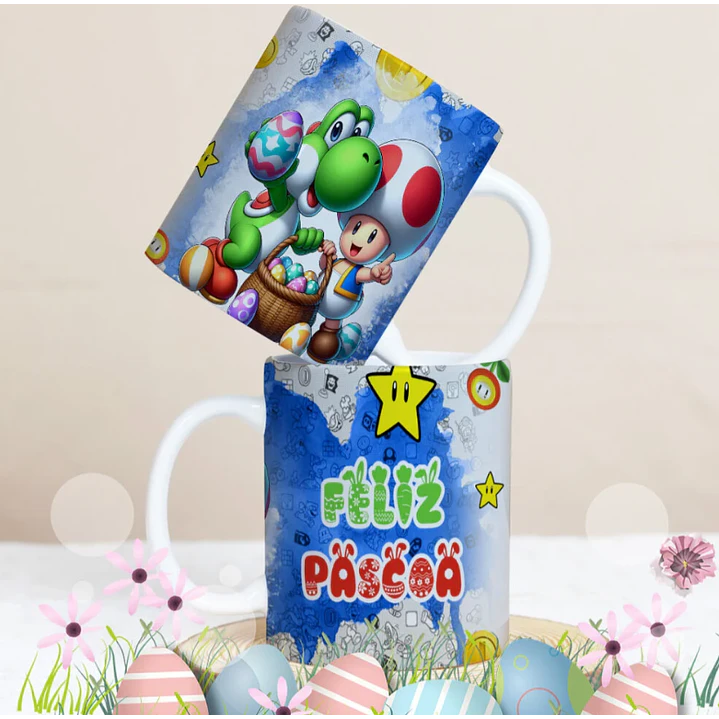 27 Artes para Caneca Páscoa Personagens Arquivo Editável 7