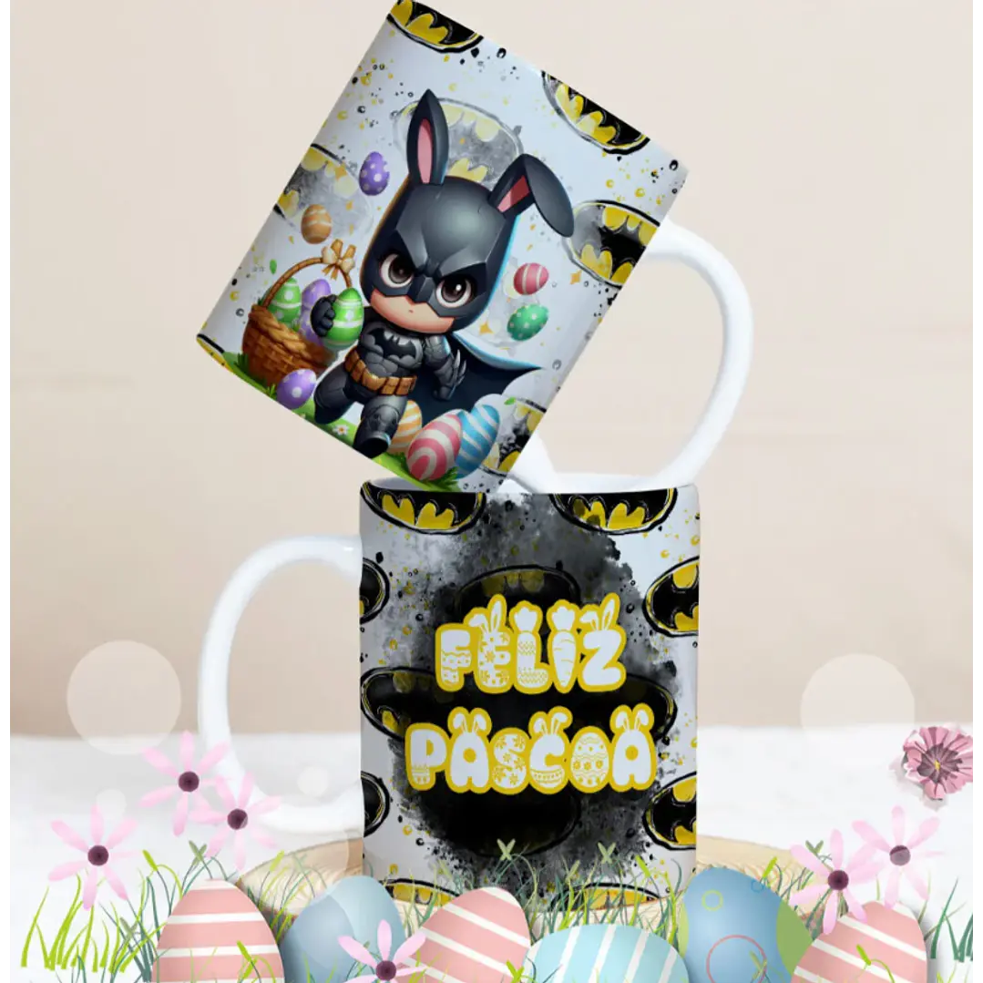 27 Artes para Caneca Páscoa Personagens Arquivo Editável 8
