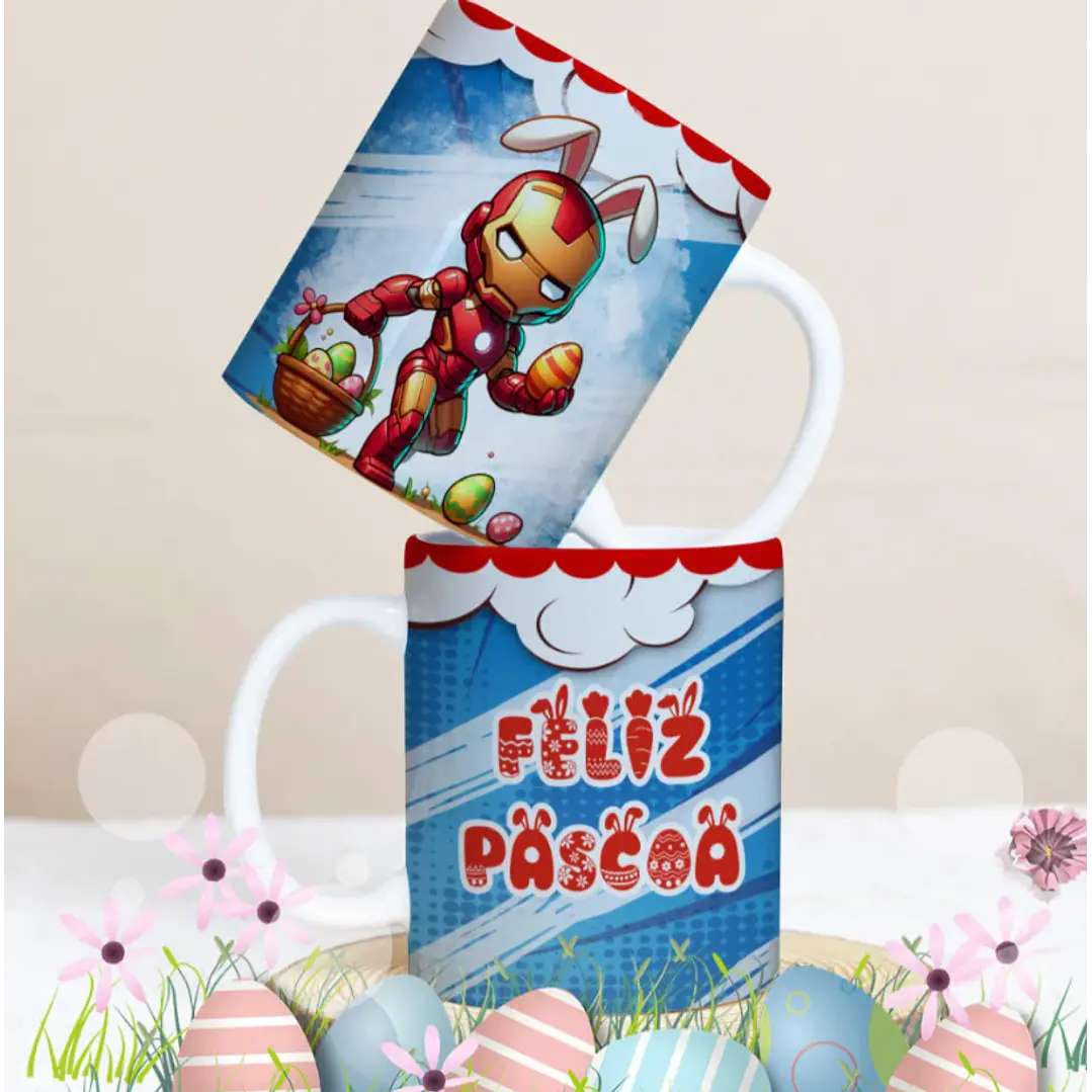 27 Artes para Caneca Páscoa Personagens Arquivo Editável 11