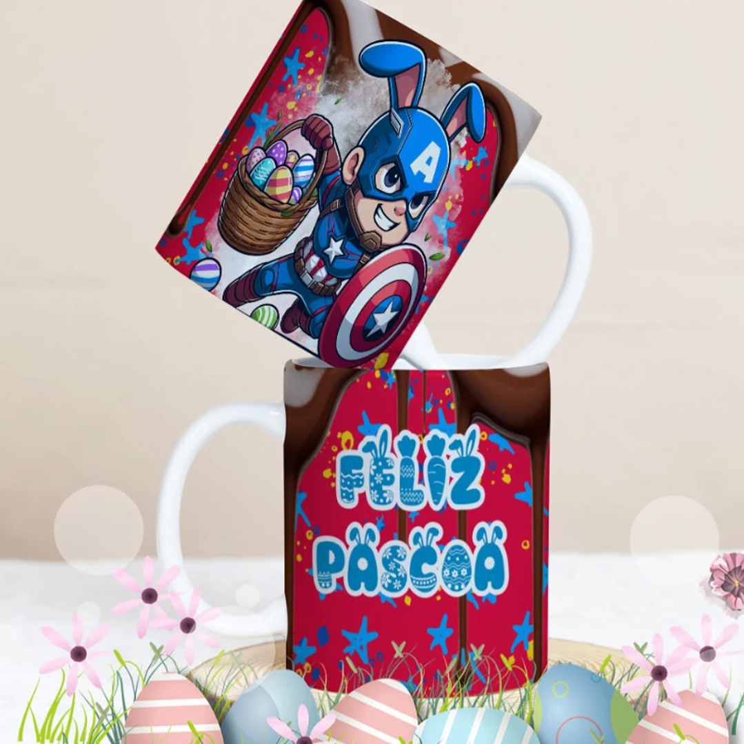 27 Artes para Caneca Páscoa Personagens Arquivo Editável 12
