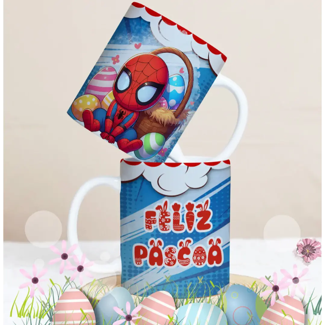 27 Artes para Caneca Páscoa Personagens Arquivo Editável 14