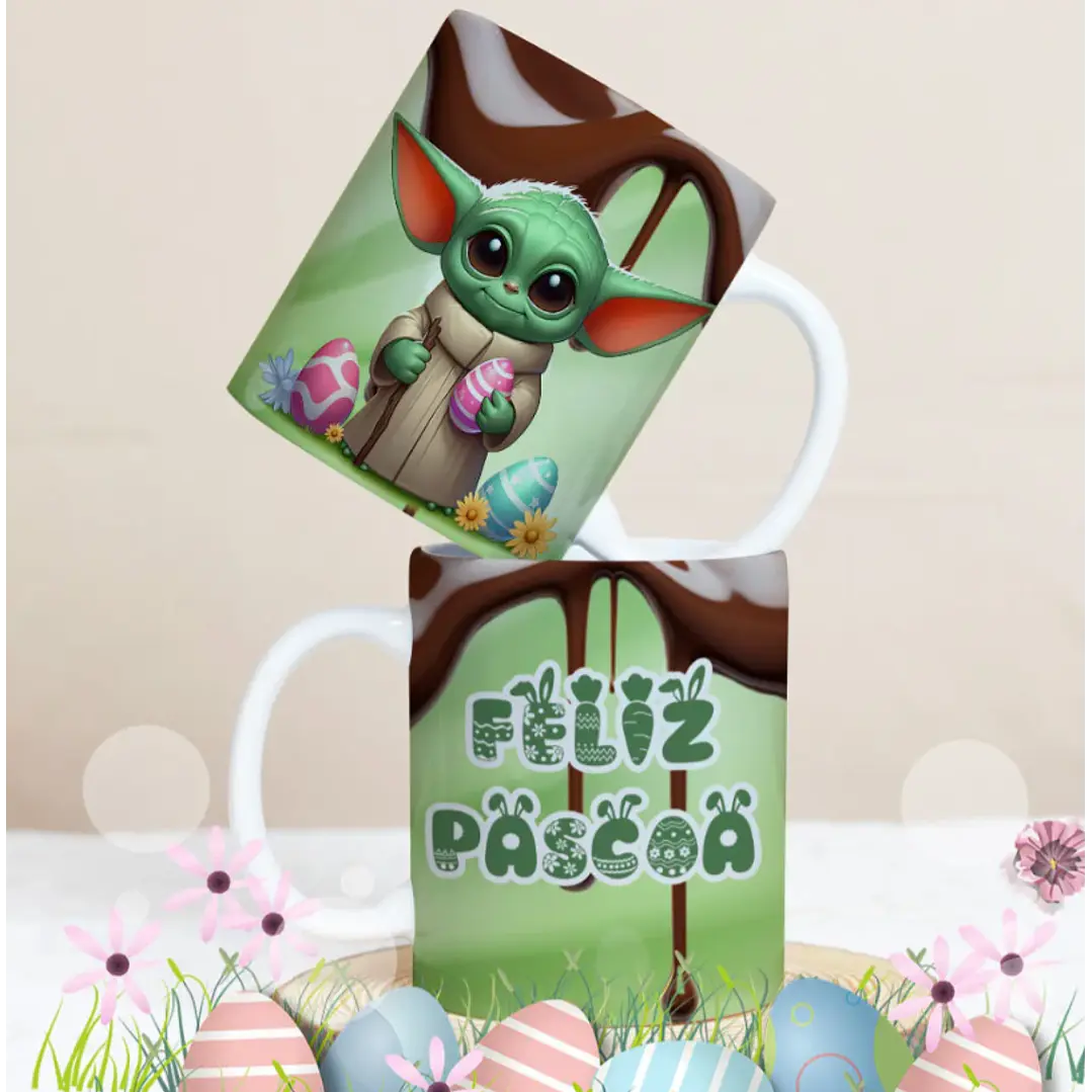 27 Artes para Caneca Páscoa Personagens Arquivo Editável 15