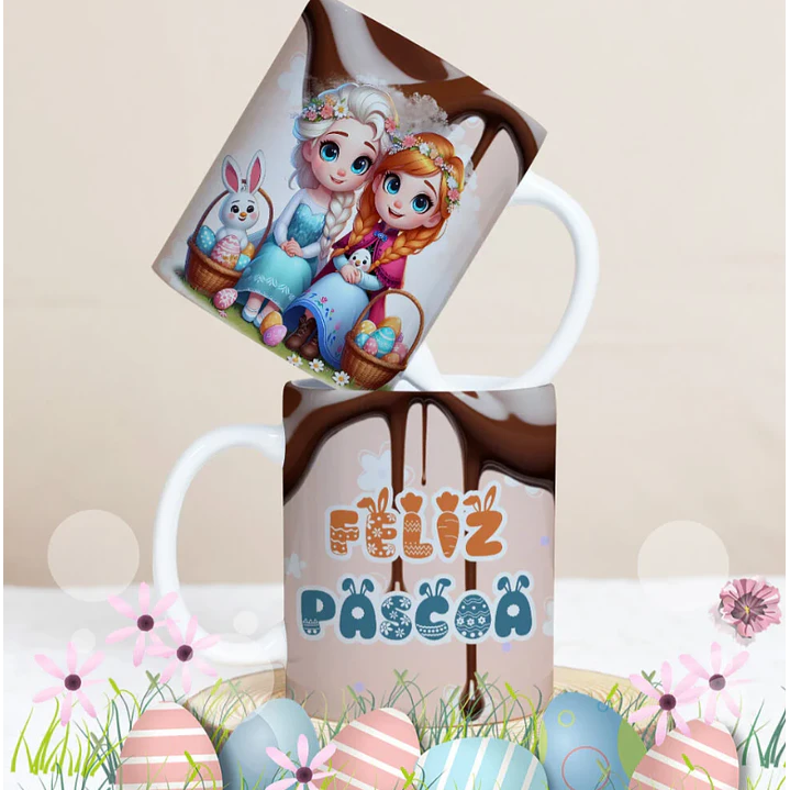 27 Artes para Caneca Páscoa Personagens Arquivo Editável 18