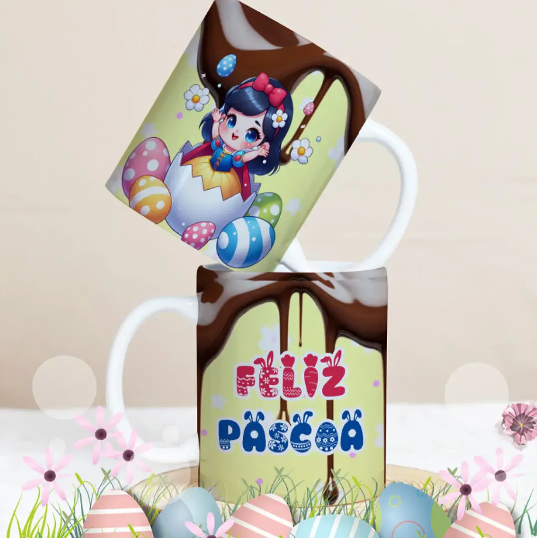 27 Artes para Caneca Páscoa Personagens Arquivo Editável 20