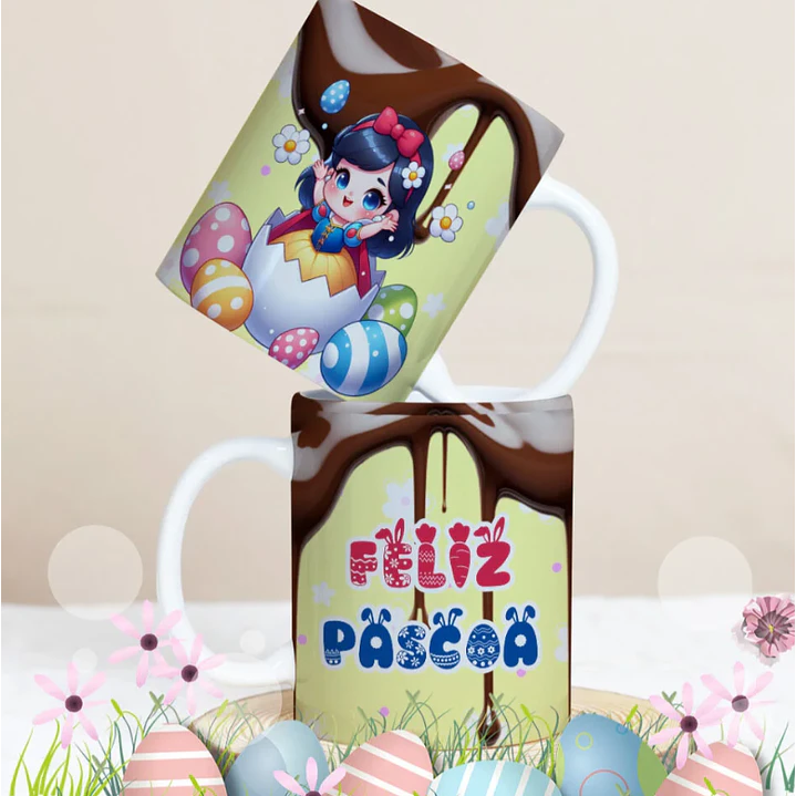 27 Artes para Caneca Páscoa Personagens Arquivo Editável 20