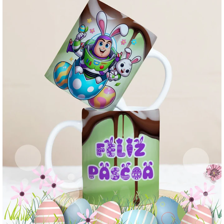 27 Artes para Caneca Páscoa Personagens Arquivo Editável 24
