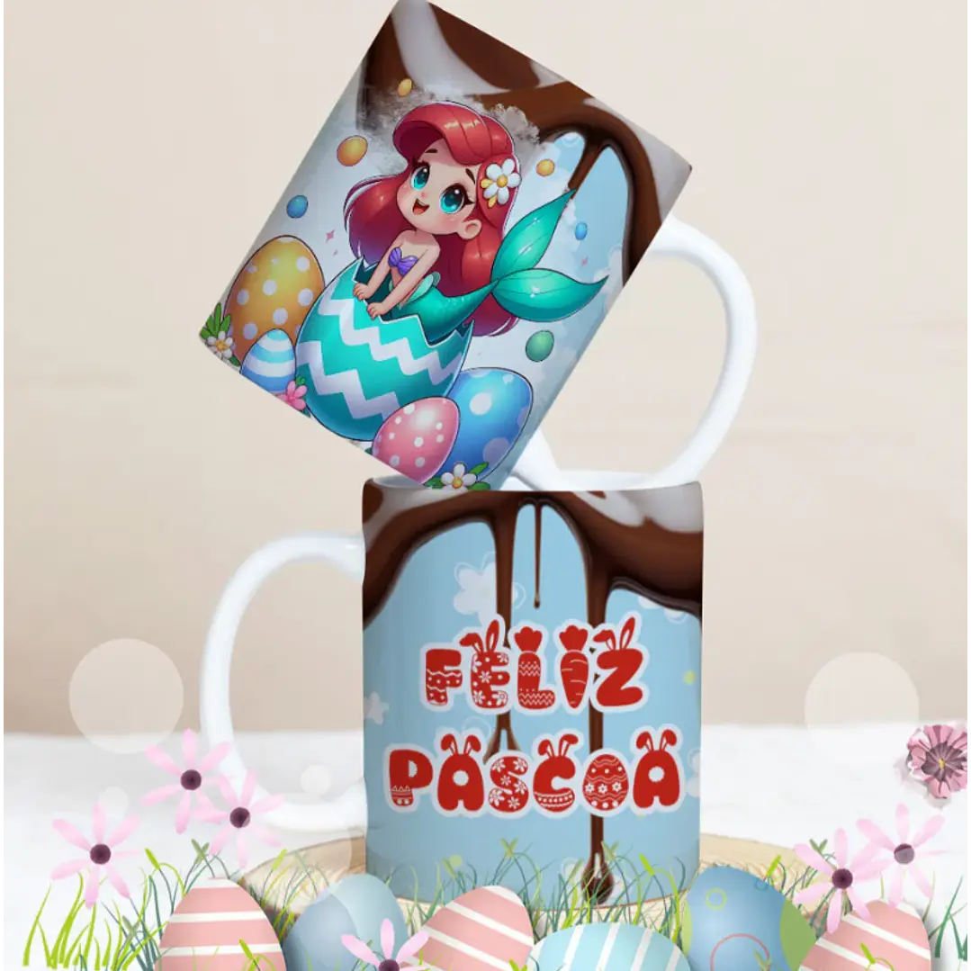27 Artes para Caneca Páscoa Personagens Arquivo Editável 26