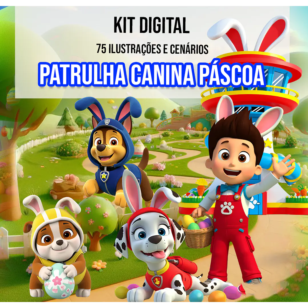 Kit Digital Páscoa Patrulha Canina Arquivo em Png 1