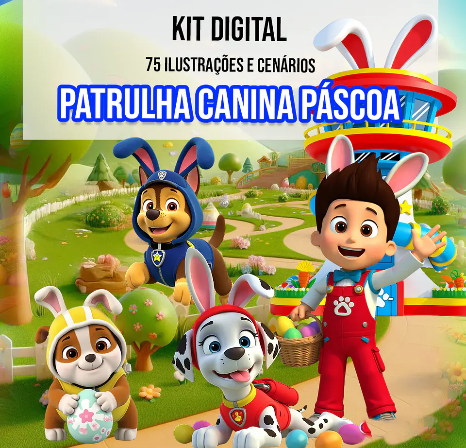 Kit Digital Páscoa Patrulha Canina Arquivo em Png 1