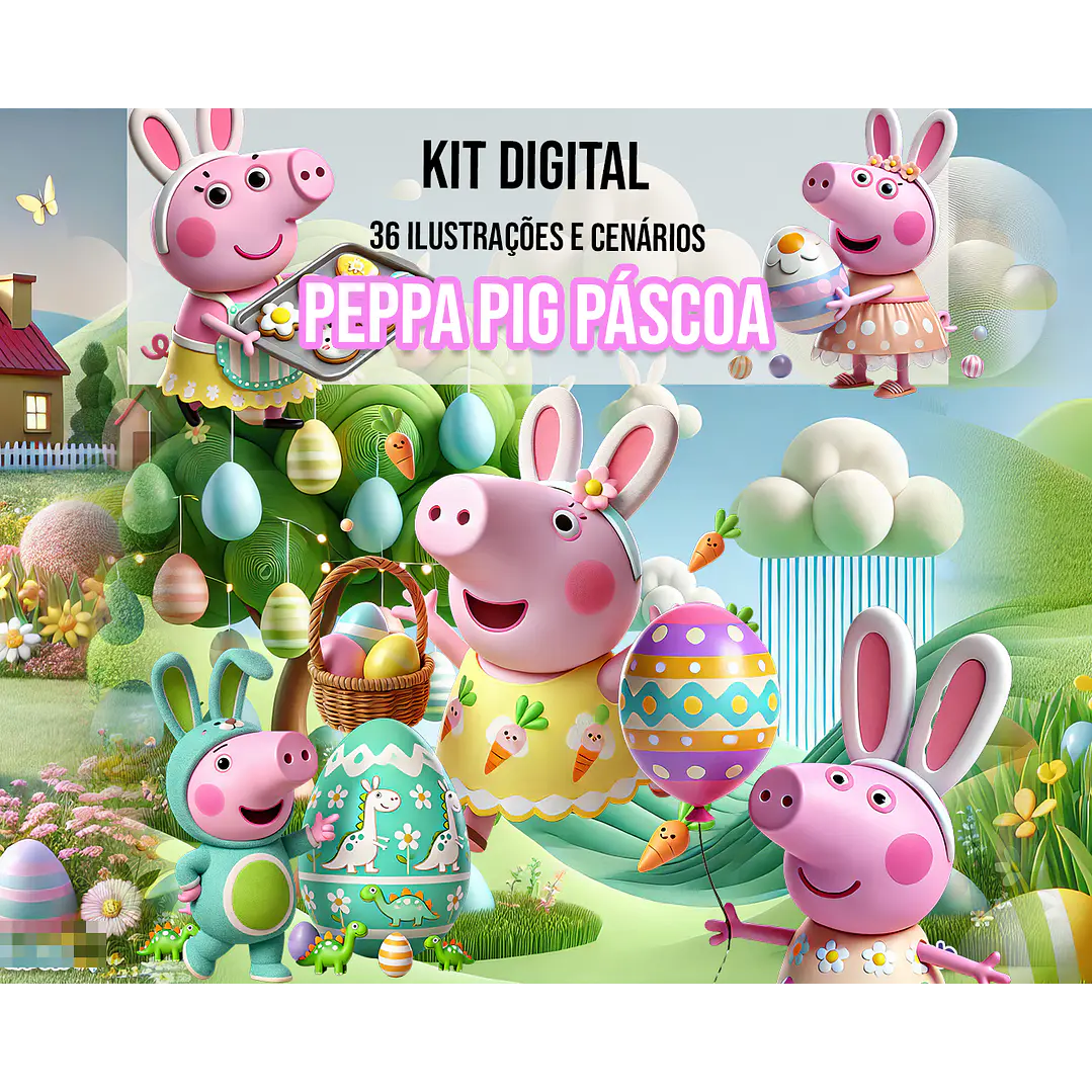 Kit Digital Páscoa Peppa Pig Arquivo em Png 1