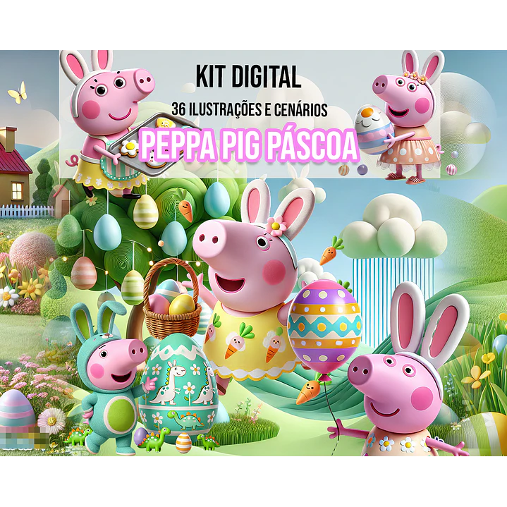 Kit Digital Páscoa Peppa Pig Arquivo em Png 1
