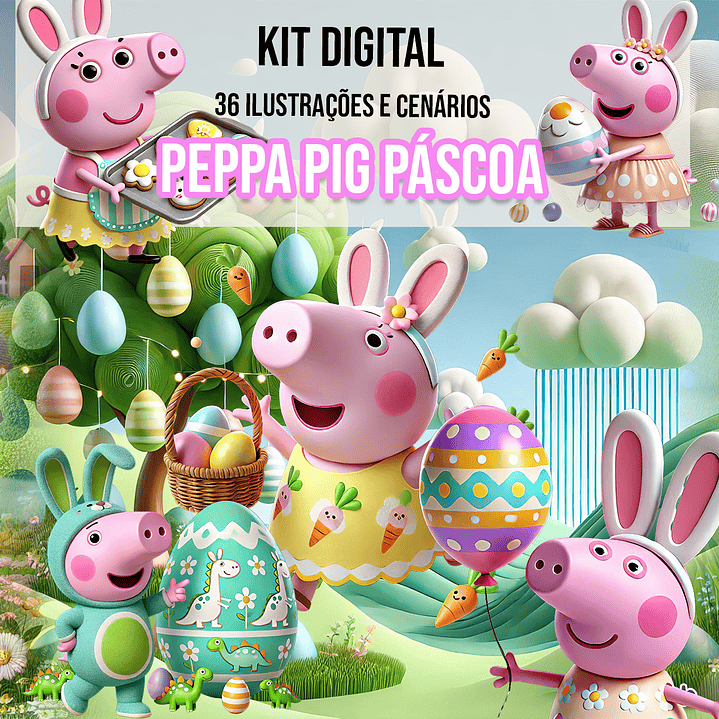Kit Digital Páscoa Peppa Pig Arquivo em Png 1