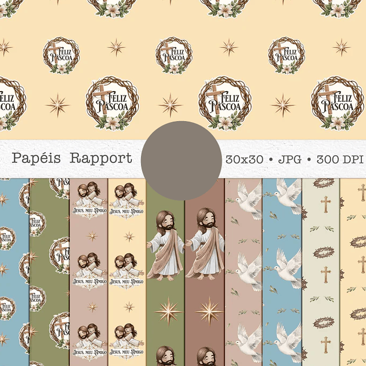 Kit Digital Páscoa Cristã Aquarela Arquivo em Png  2