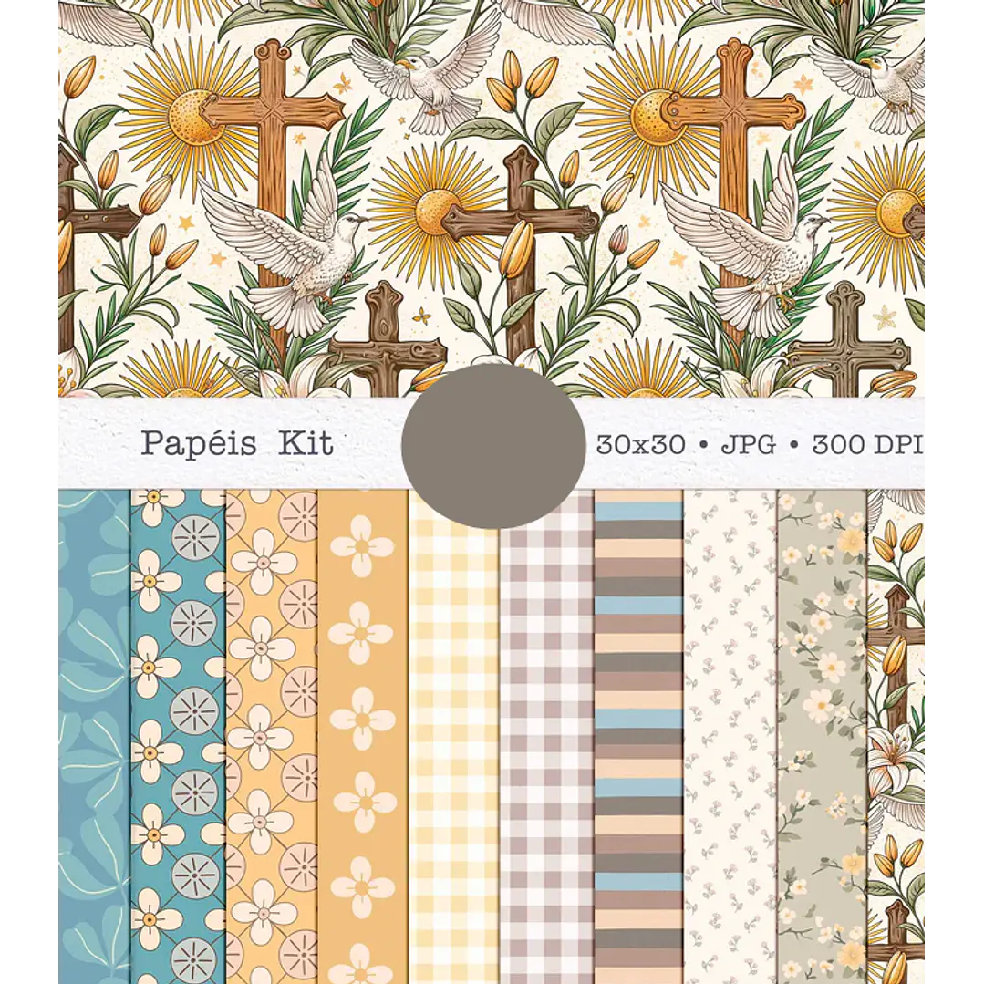Kit Digital Páscoa Cristã Aquarela Arquivo em Png  3