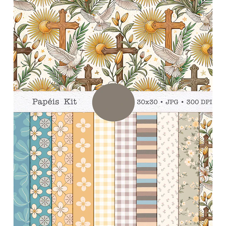 Kit Digital Páscoa Cristã Aquarela Arquivo em Png  3