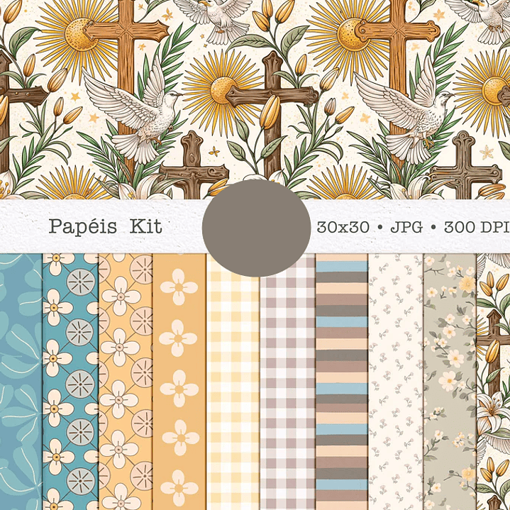 Kit Digital Páscoa Cristã Aquarela Arquivo em Png  3