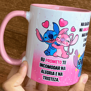 Arte Caneca Stitch Eu prometo te incomodar na alegria e na tristeza, na saude e na doença, na amizade e no amor Arquivo em Jpg