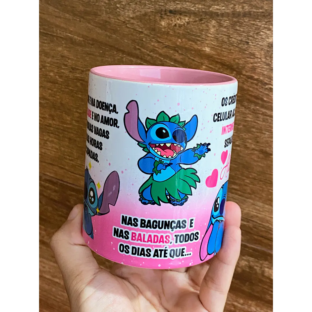 Arte Caneca Stitch Eu prometo te incomodar na alegria e na tristeza, na saude e na doença, na amizade e no amor Arquivo em Jpg 2