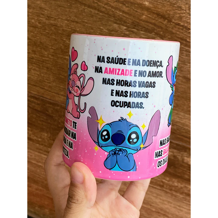 Arte Caneca Stitch Eu prometo te incomodar na alegria e na tristeza, na saude e na doença, na amizade e no amor Arquivo em Jpg 4