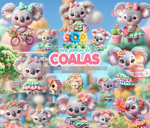 Kit Digital Jardim dos Coalas 3d em Png 